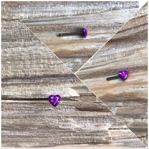 Purple‎ Glitter Opal Heart Nose Ring Stud